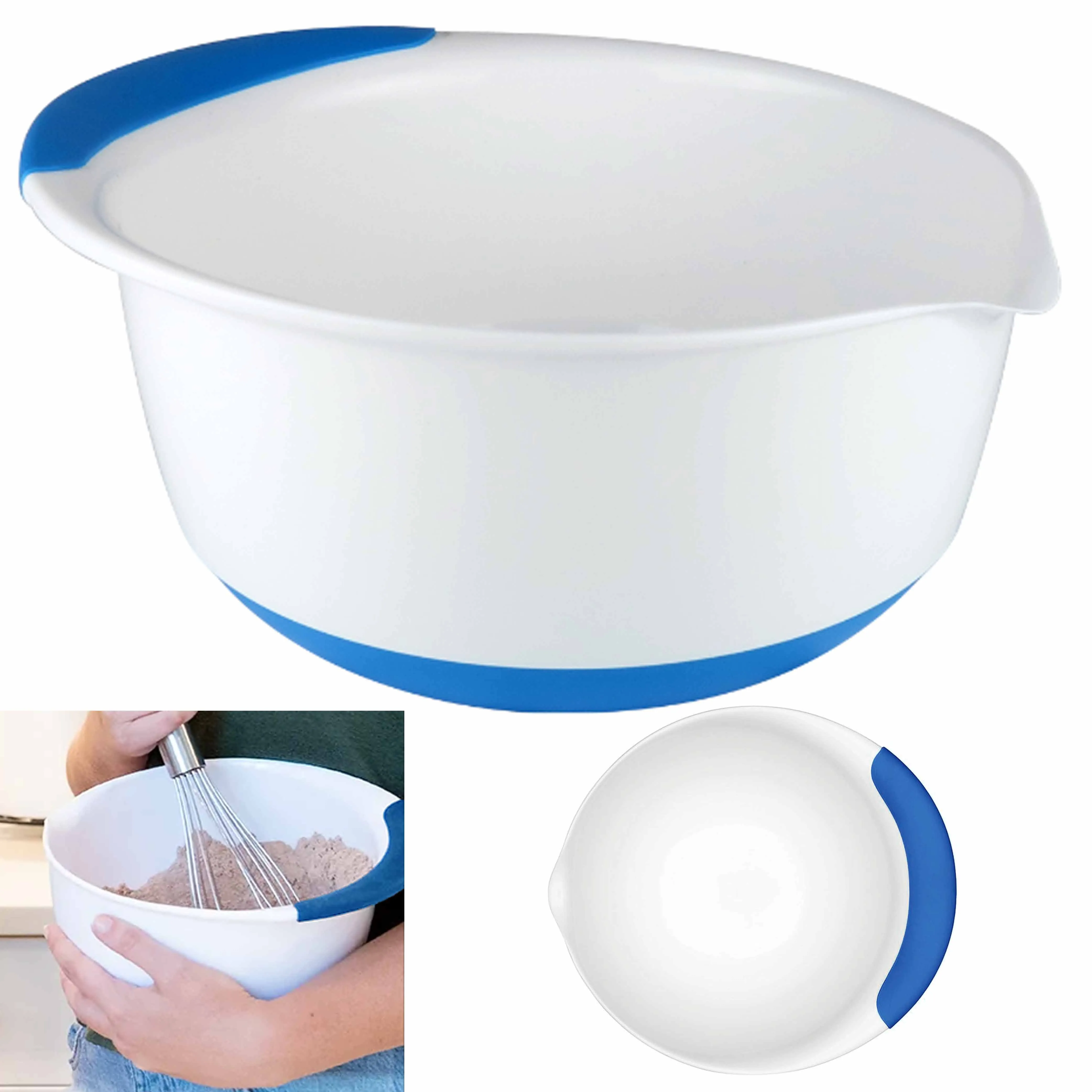 1 Large Mixing Bowl Non Slip Soft Grip Pouring Spout Mix Baking Tool 5qt 159oz