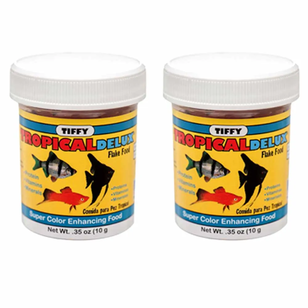 2 Tropical Deluxe Fish Flake Food Enhance Protein Vitamins Diet Aquatic Aquarium