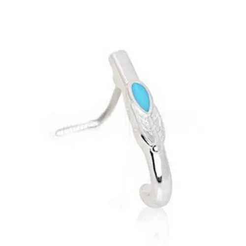 316L Stainless Steel Aqua Feather L Bend Half Nose Hoop by Fashion Hut Jewelry