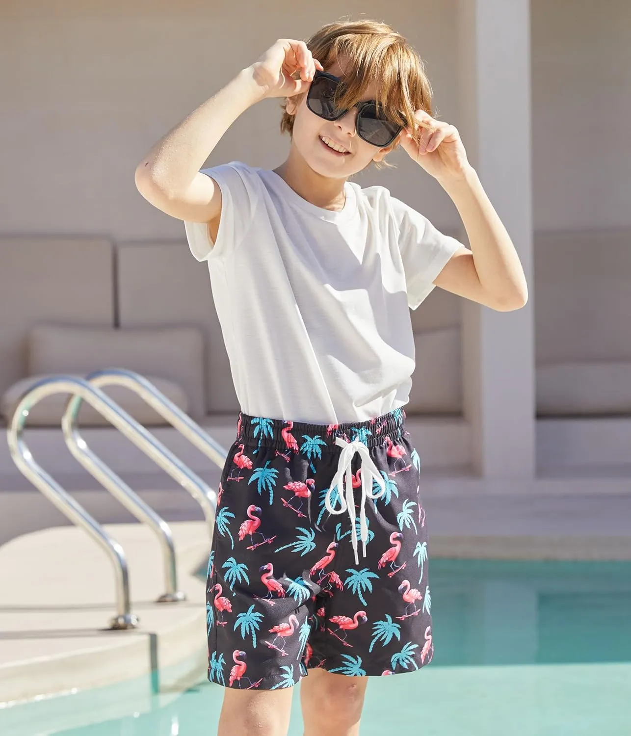 Ahegao Boys Swim Trunks with Compression Liner Big Kids Bathing Suit Quick Dry Board Shorts for 6-20 Years