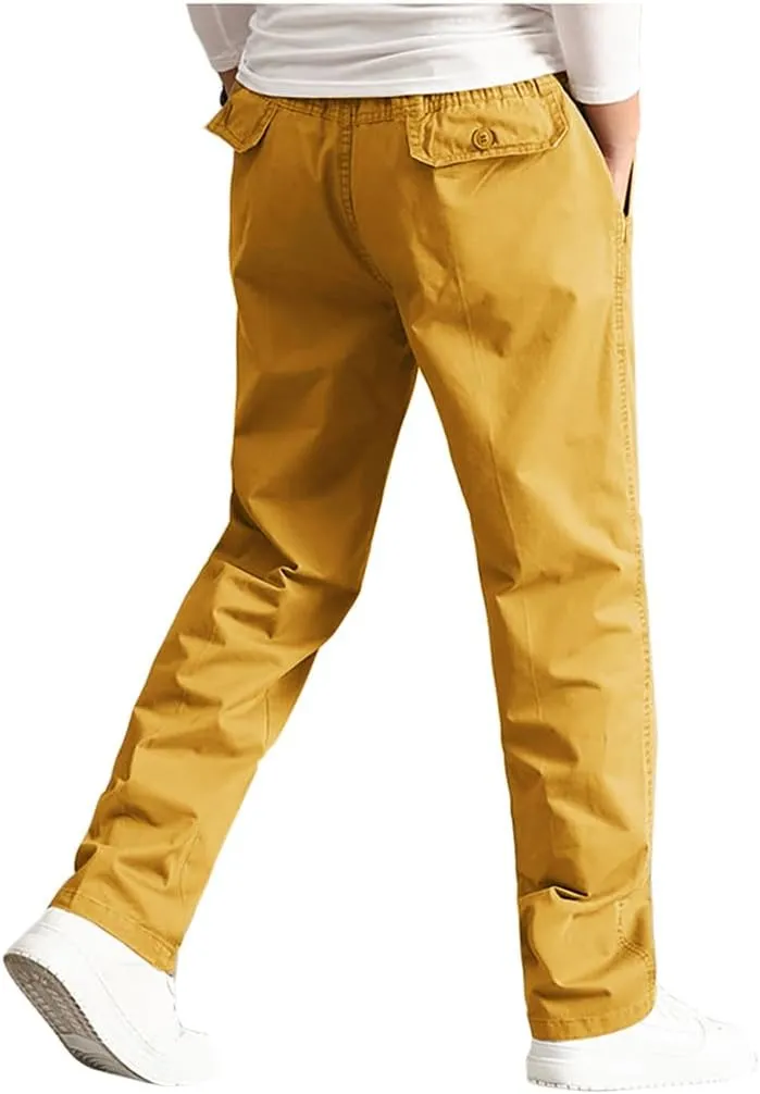 AIFARLD Mens Cargo Pants Elastic Waist Pants Sport Jogger Long Trousers for Hiking Fishing Running Workout
