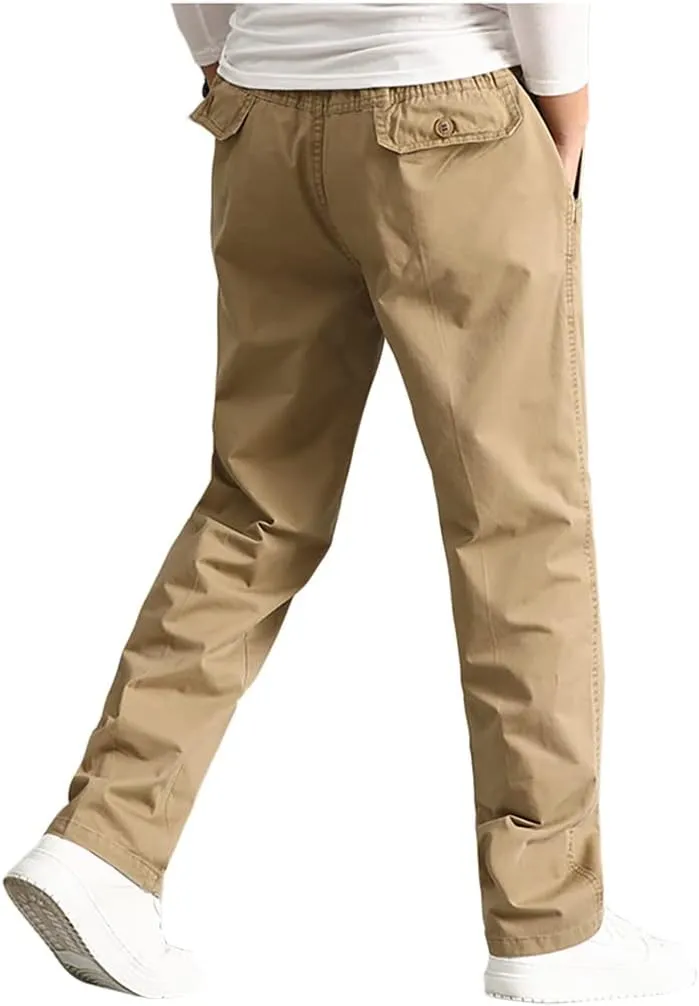 AIFARLD Mens Cargo Pants Elastic Waist Pants Sport Jogger Long Trousers for Hiking Fishing Running Workout