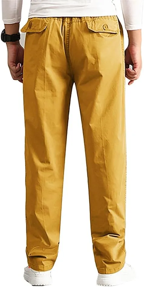 AIFARLD Mens Cargo Pants Elastic Waist Pants Sport Jogger Long Trousers for Hiking Fishing Running Workout
