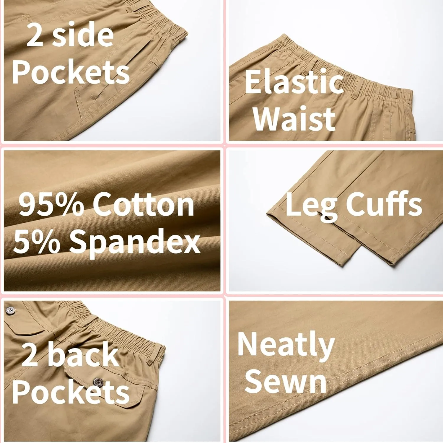 AIFARLD Mens Cargo Pants Elastic Waist Pants Sport Jogger Long Trousers for Hiking Fishing Running Workout