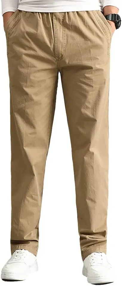 AIFARLD Mens Cargo Pants Elastic Waist Pants Sport Jogger Long Trousers for Hiking Fishing Running Workout