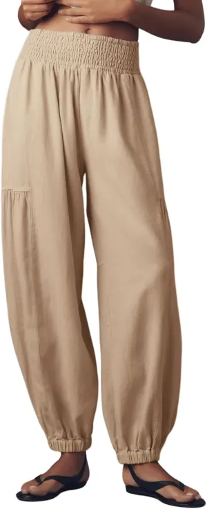 AMEBELLE Linen Pants Women Palazzo Wide Leg Capri Pants High Waisted Casual Lounge Harem Pants with Pockets