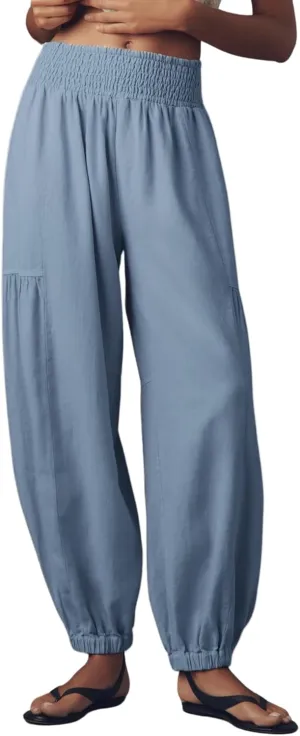 AMEBELLE Linen Pants Women Palazzo Wide Leg Capri Pants High Waisted Casual Lounge Harem Pants with Pockets