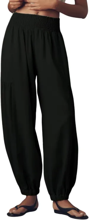 AMEBELLE Linen Pants Women Palazzo Wide Leg Capri Pants High Waisted Casual Lounge Harem Pants with Pockets