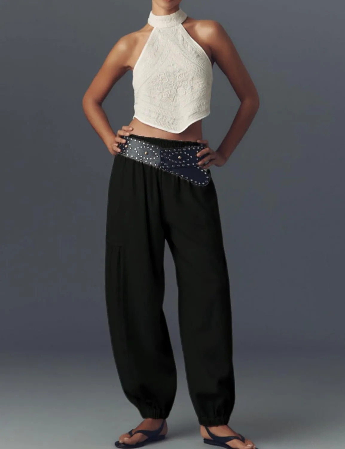 AMEBELLE Linen Pants Women Palazzo Wide Leg Capri Pants High Waisted Casual Lounge Harem Pants with Pockets