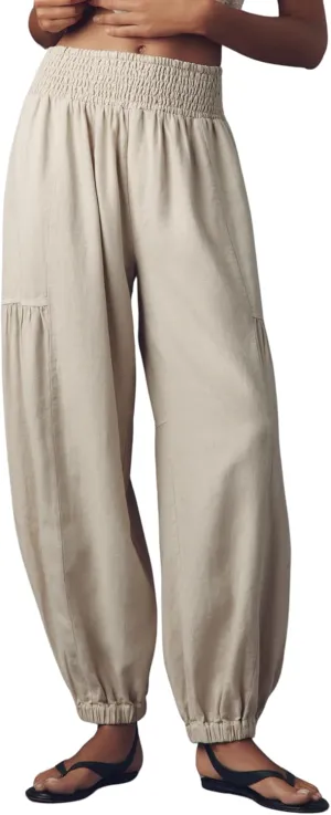 AMEBELLE Linen Pants Women Palazzo Wide Leg Capri Pants High Waisted Casual Lounge Harem Pants with Pockets