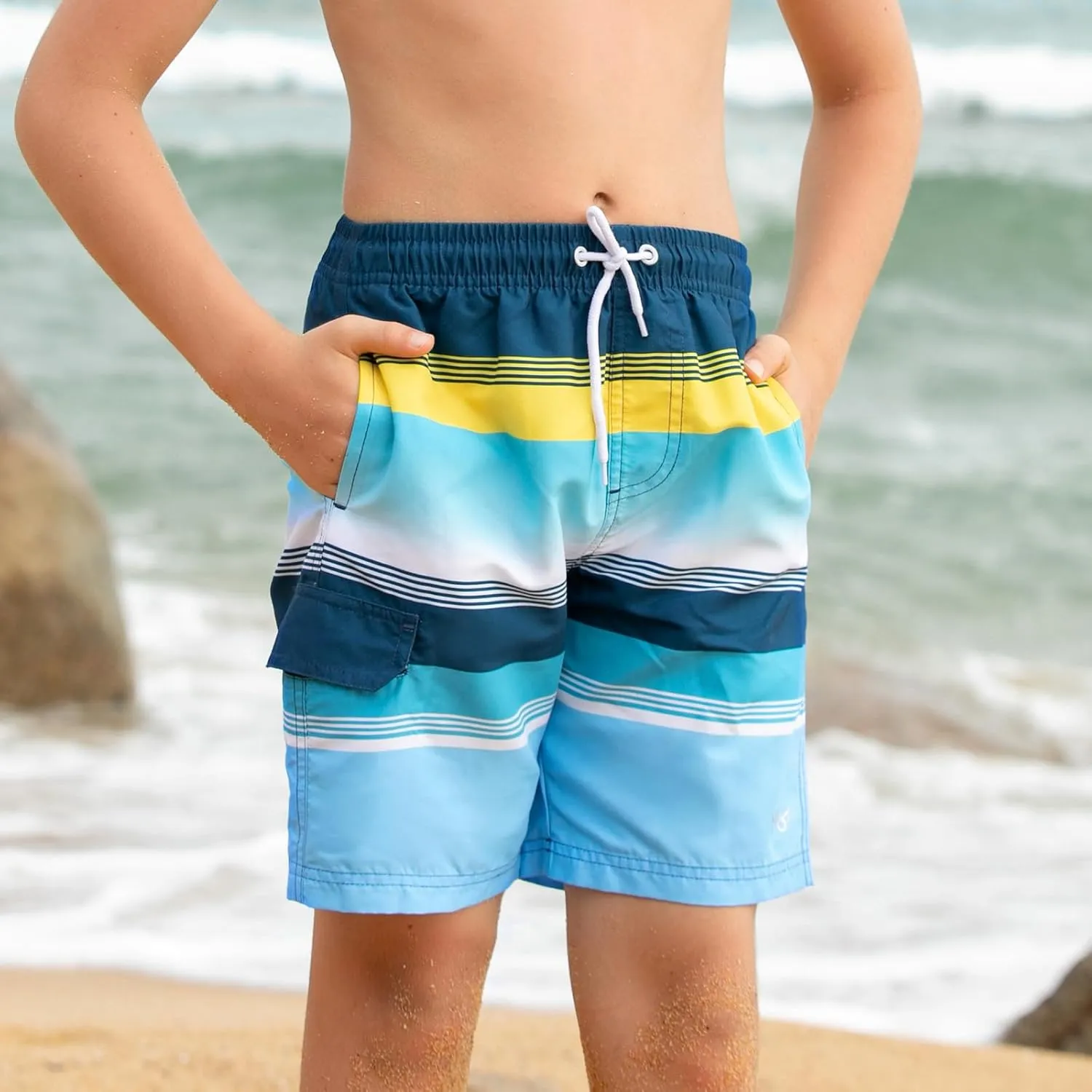 Angel season Boys Swim Trunks with UPF 50  Kids Board Shorts Quick Dry Youth Swimsuit Teen Boy Swimwear Sizes 7-14 Years