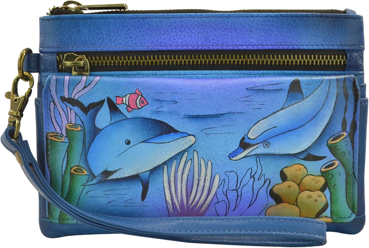 Anna by Anuschka Hand Painted Womens Leather Wristlet Organizer Wallet