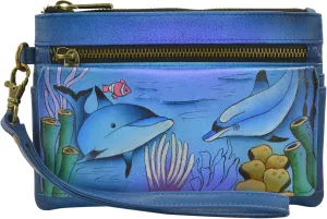 Anna by Anuschka Hand Painted Womens Leather Wristlet Organizer Wallet