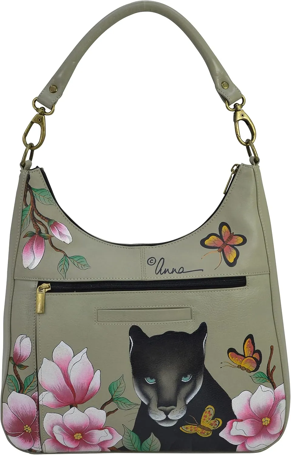 Anna by Anuschka Women's Genuine Leather Large Classic Hobo, Hand Painted Exterior