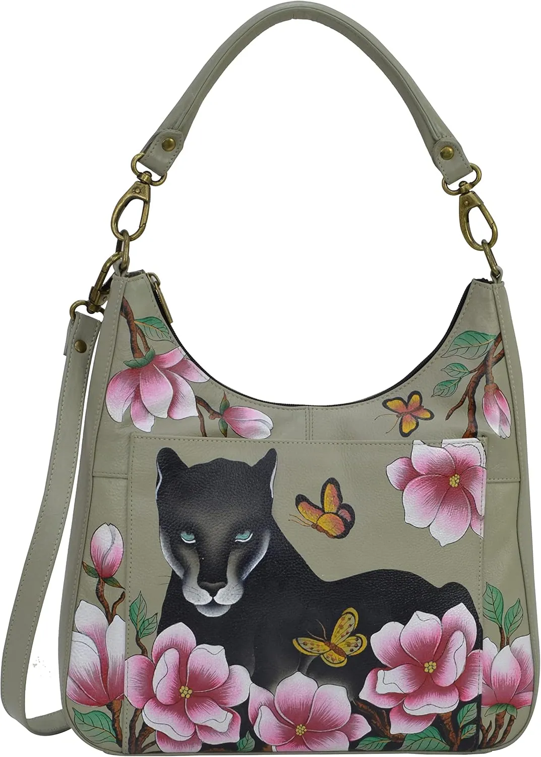 Anna by Anuschka Women's Genuine Leather Large Classic Hobo, Hand Painted Exterior
