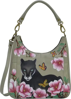 Anna by Anuschka Women's Genuine Leather Large Classic Hobo, Hand Painted Exterior