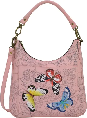 Anna by Anuschka Women's Genuine Leather Large Classic Hobo, Hand Painted Exterior