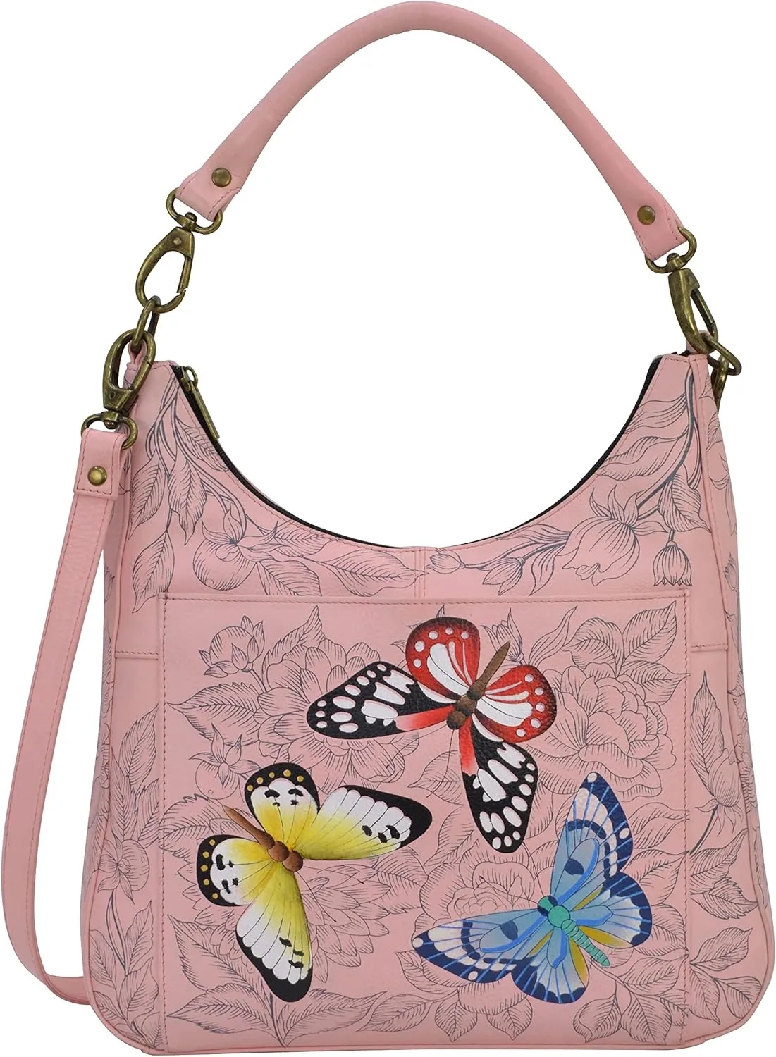 Anna by Anuschka Women's Genuine Leather Large Classic Hobo, Hand Painted Exterior