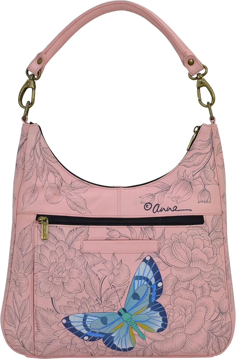 Anna by Anuschka Women's Genuine Leather Large Classic Hobo, Hand Painted Exterior