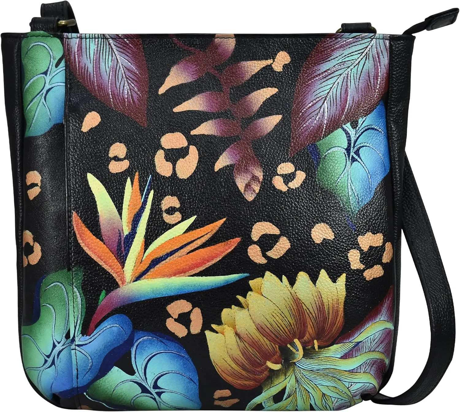 Anna by Anuschka Women's Genuine Leather Medium Crossbody | Hand Painted Original Artwork