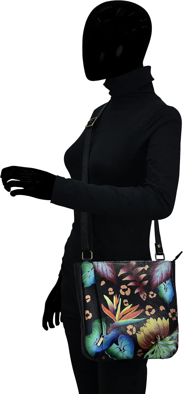 Anna by Anuschka Women's Genuine Leather Medium Crossbody | Hand Painted Original Artwork