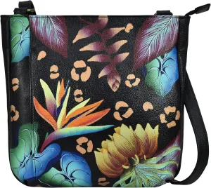 Anna by Anuschka Women's Genuine Leather Medium Crossbody | Hand Painted Original Artwork