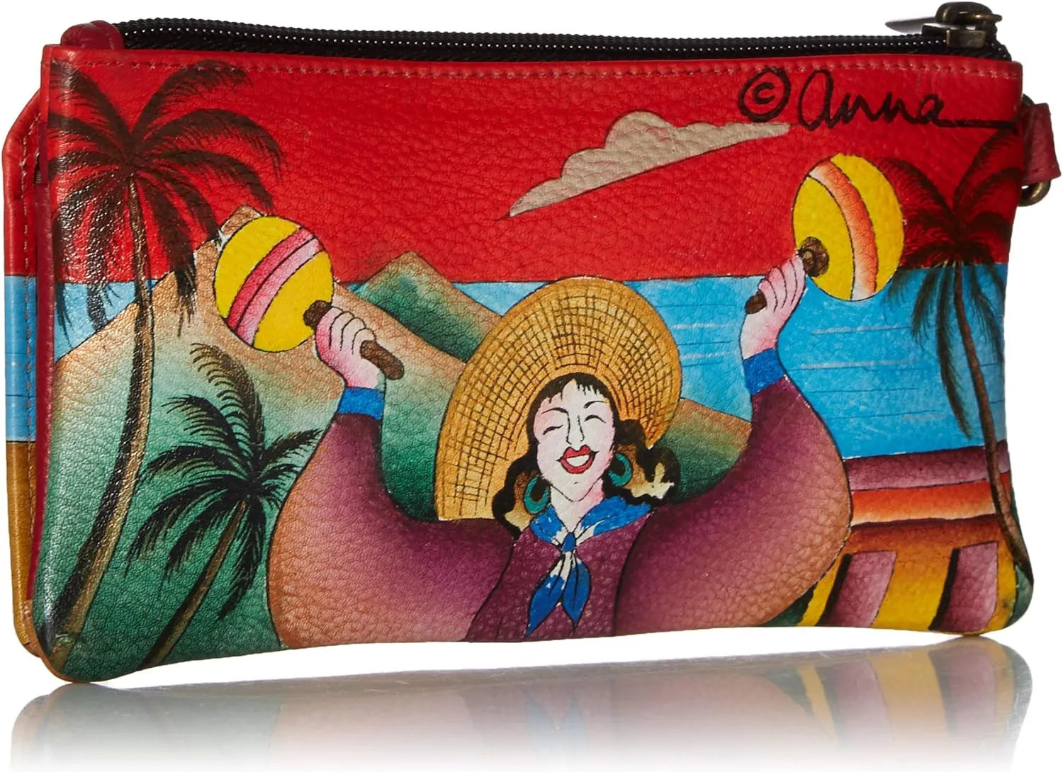 Anna by Anuschka Women's Hand-Painted Genuine Leather Flap Organizer Wallet