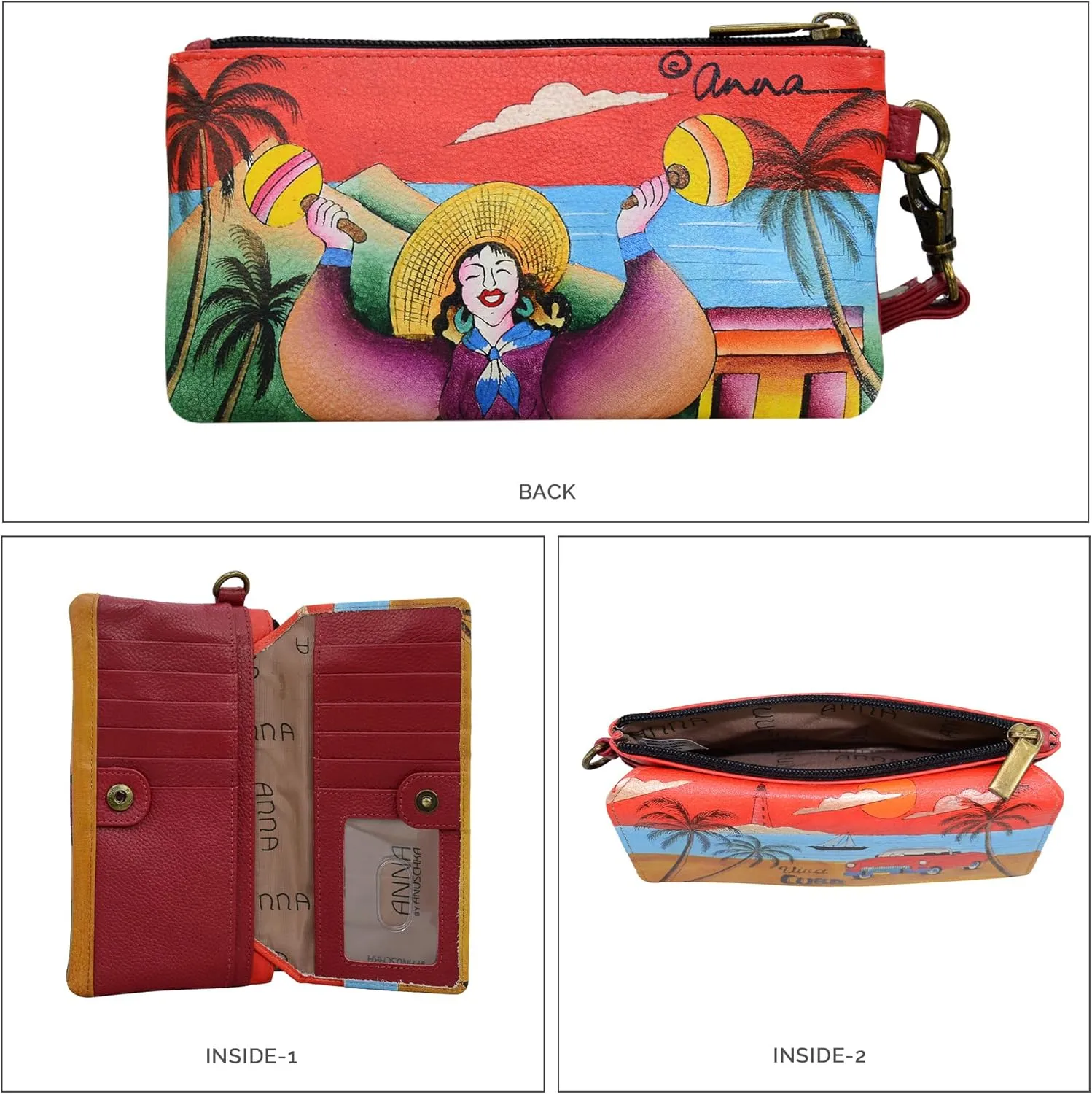 Anna by Anuschka Women's Hand-Painted Genuine Leather Flap Organizer Wallet