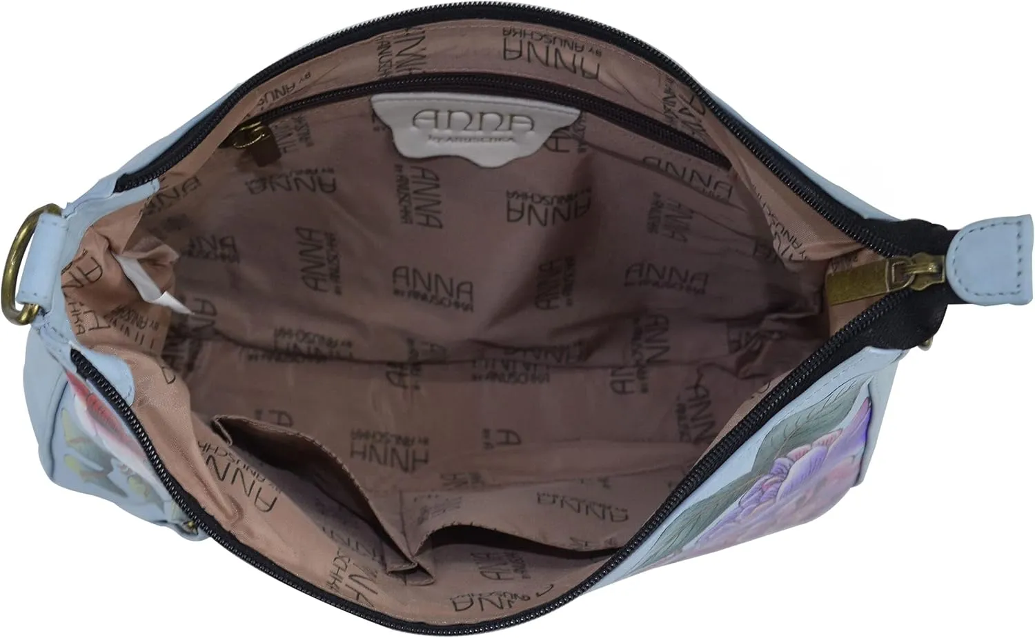 Anna by Anuschka Women's Hand-Painted Genuine Leather Large Top Zip Hobo