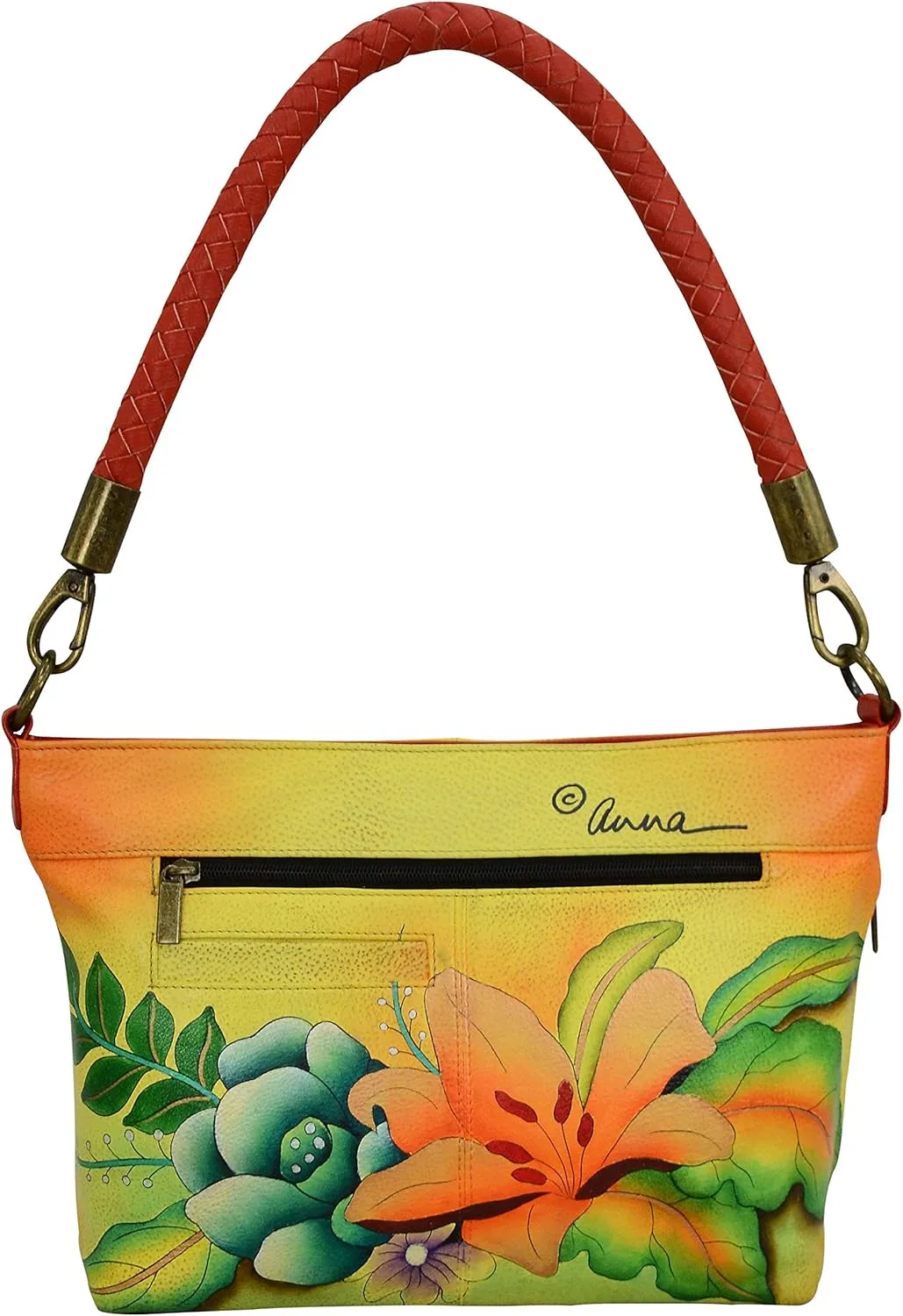 Anna by Anuschka Womens Hand Painted Genuine Leather Shoulder Hobo