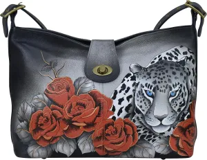 Anna by Anuschka Women's Hand-Painted Genuine Leather Studded Side Hobo