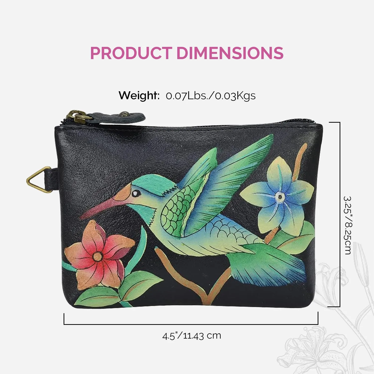 Anna by Anuschka Women's Hand Painted Leather Coin Pouch Purse