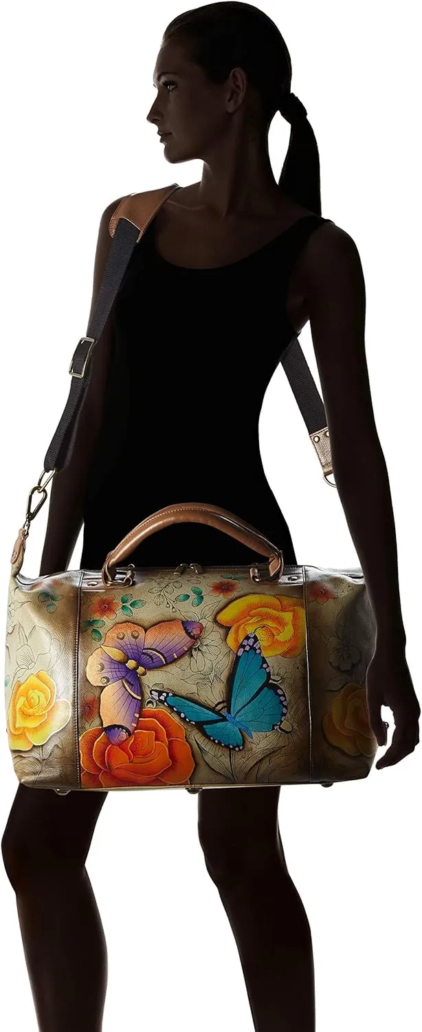 Anna by Anuschka Women's Medium Shoulder Hobo Handpainted Leather Large Travel Tote-Serengeti Sunset