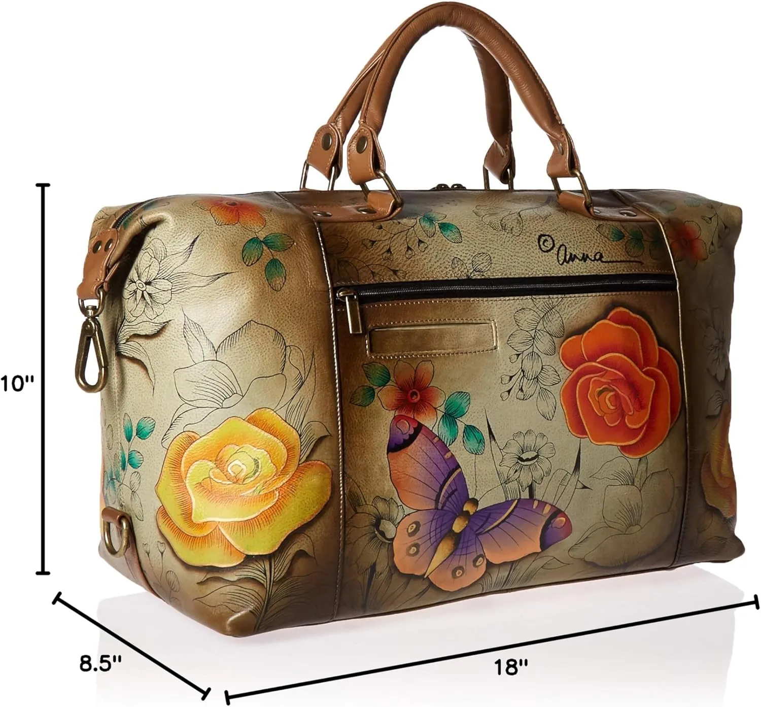 Anna by Anuschka Women's Medium Shoulder Hobo Handpainted Leather Large Travel Tote-Serengeti Sunset
