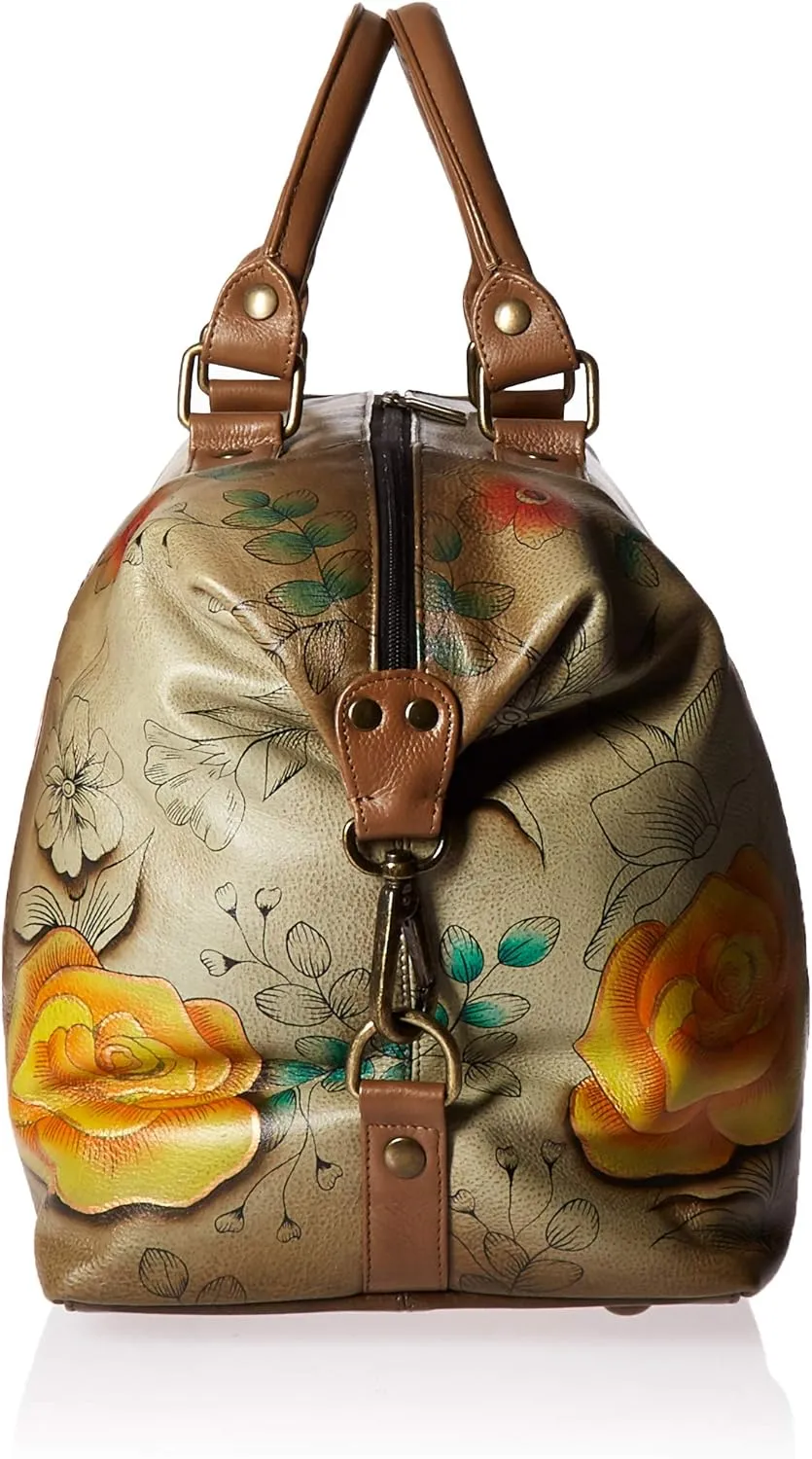 Anna by Anuschka Women's Medium Shoulder Hobo Handpainted Leather Large Travel Tote-Serengeti Sunset