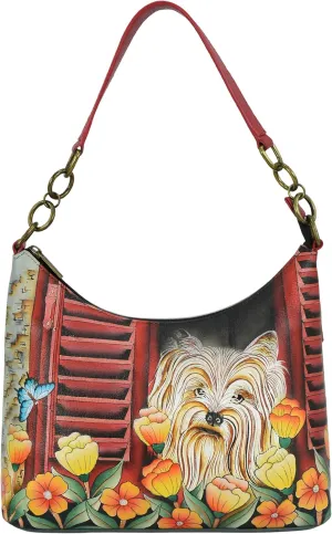 Anna by Anuschka Women's Original Hand-Painted Genuine Leather Hobo Shoulder Bag