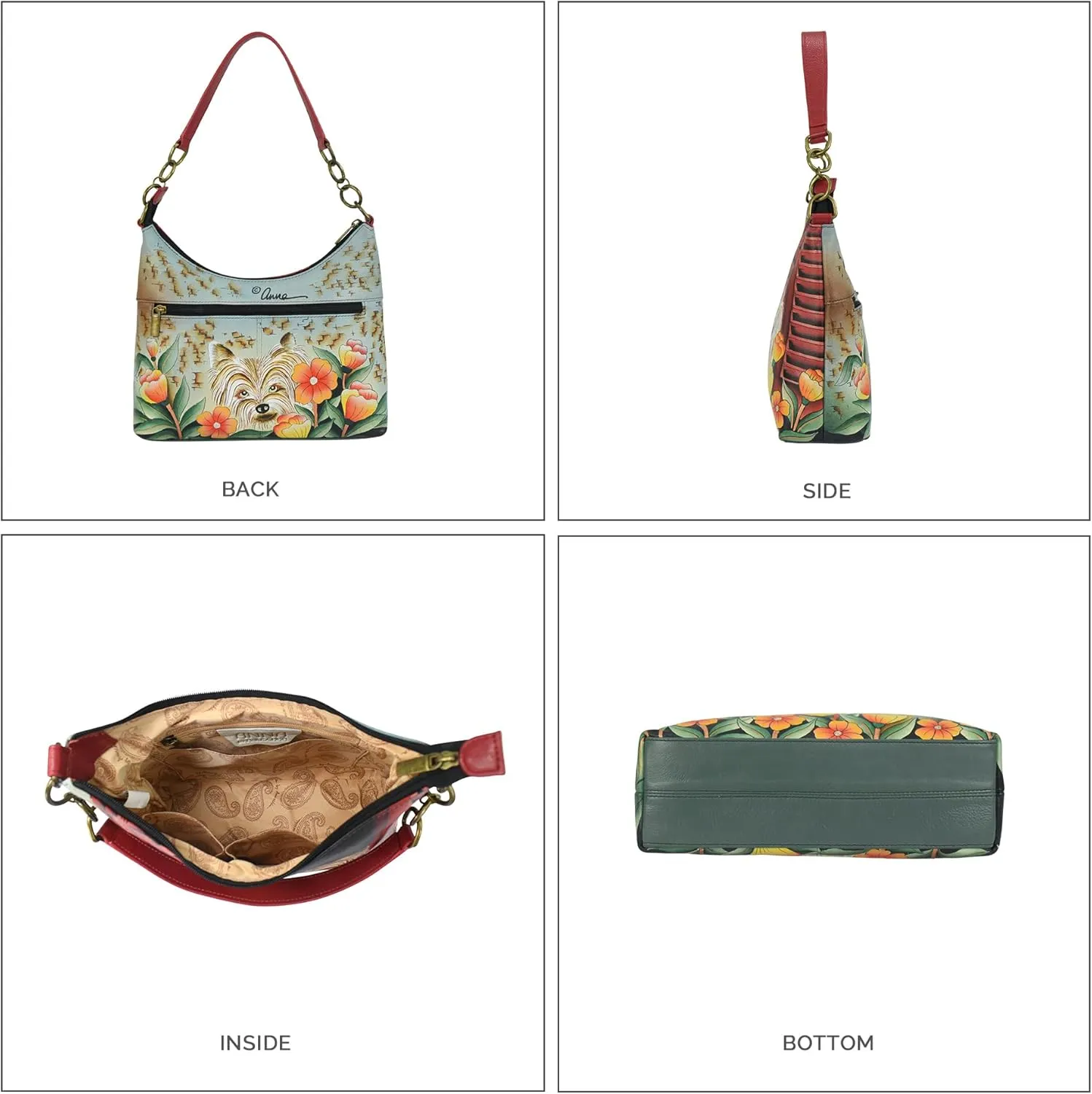 Anna by Anuschka Women's Original Hand-Painted Genuine Leather Hobo Shoulder Bag