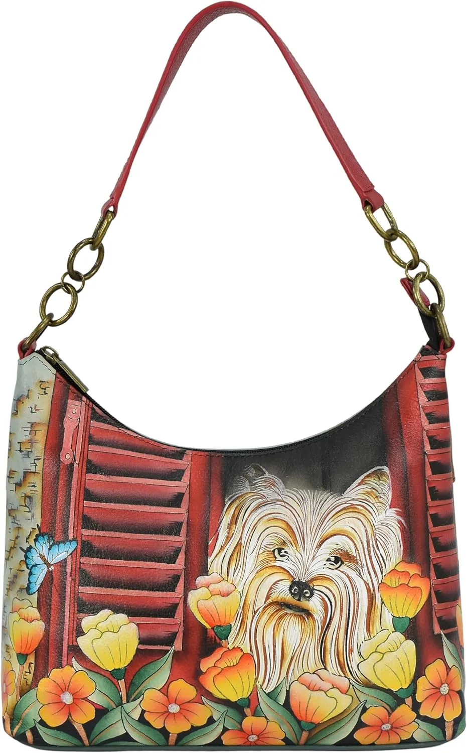 Anna by Anuschka Women's Original Hand-Painted Genuine Leather Hobo Shoulder Bag