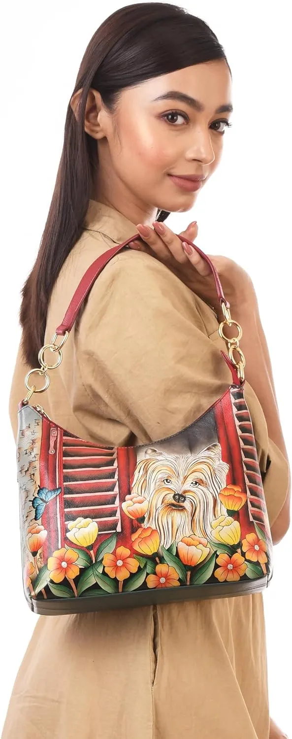 Anna by Anuschka Women's Original Hand-Painted Genuine Leather Hobo Shoulder Bag