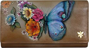 Anuschka Womens Original Hand-Painted Genuine Leather RFID Blocking Three Fold Wallet