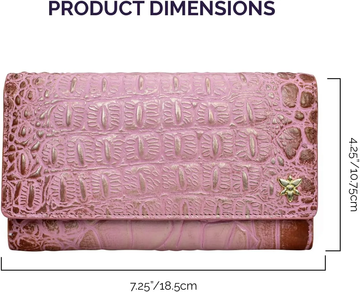 Anuschka Womens Original Hand-Painted Genuine Leather RFID Blocking Three Fold Wallet