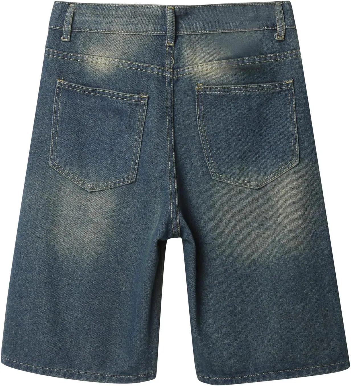 Baggy Jean Shorts for Men Casual Loose Fit Hip Hop Skateboard Denim Shorts Streetwear