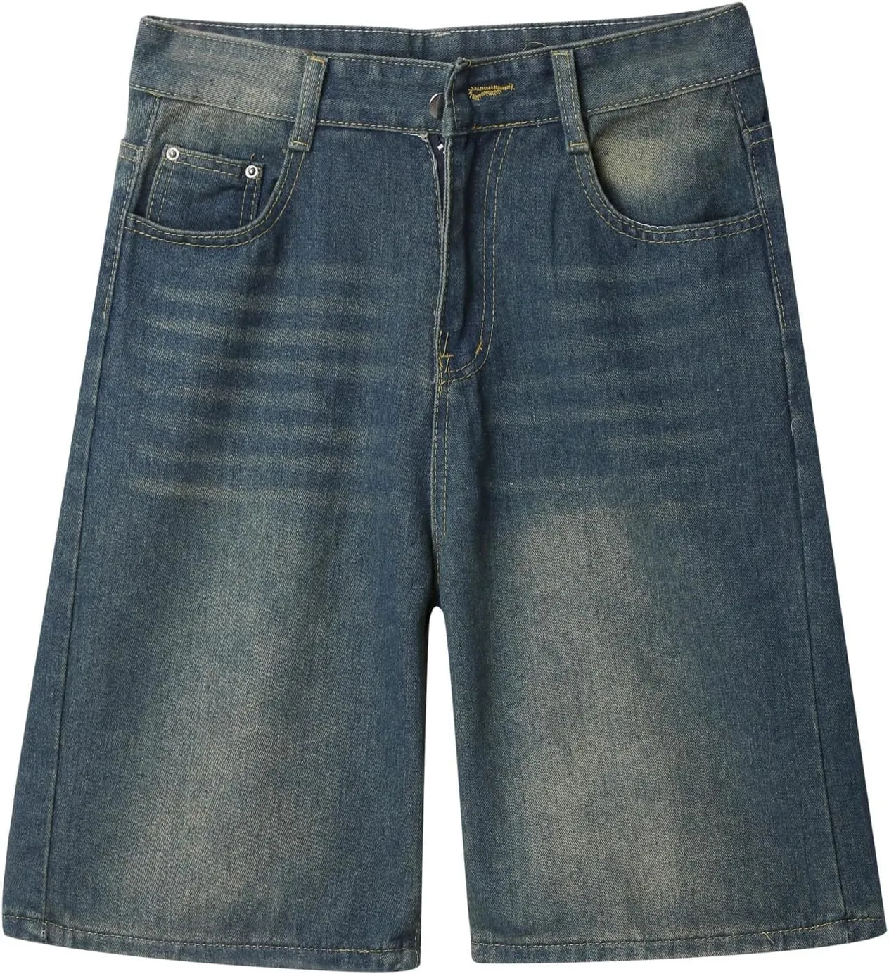 Baggy Jean Shorts for Men Casual Loose Fit Hip Hop Skateboard Denim Shorts Streetwear