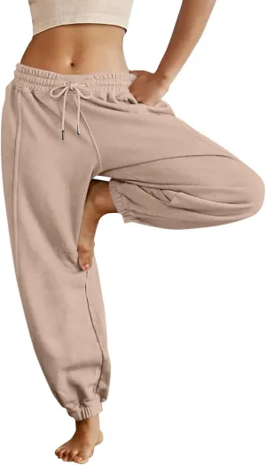 Baggy Sweatpants for Women Slim Fit Fall Jogger Pants High Waist Drawstring Fashion Trousers Petite with Pocket