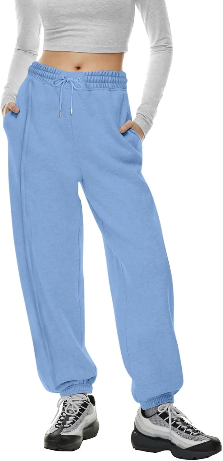Baggy Sweatpants for Women Slim Fit Fall Jogger Pants High Waist Drawstring Fashion Trousers Petite with Pocket