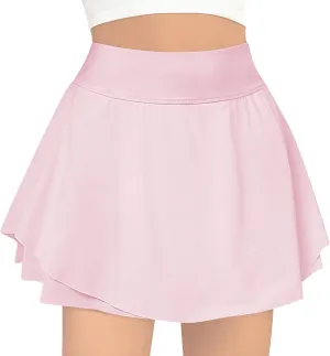B&GCozy Girls Tennis Skirt, Double Ruffle Golf Running Yoga Workout Skorts with Pockets, Black 8-9 Years