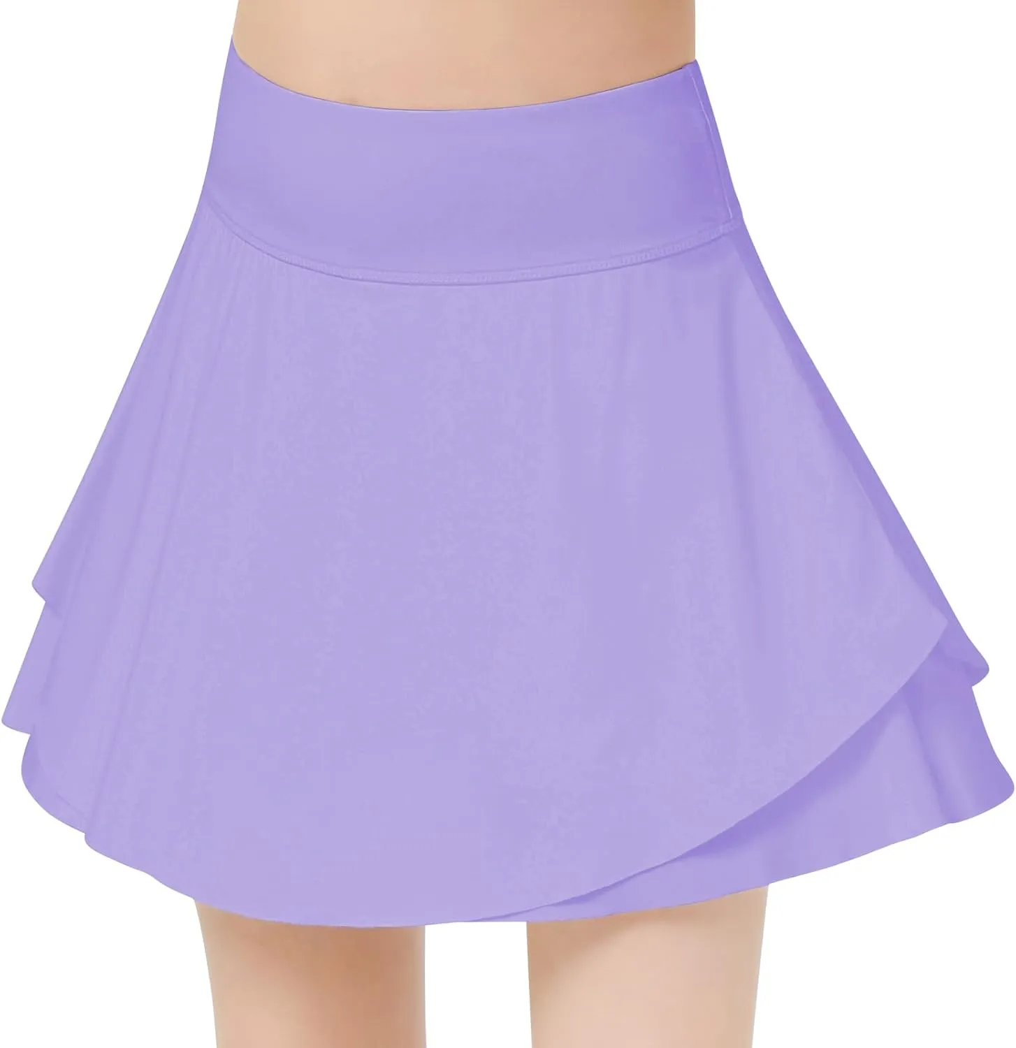 B&GCozy Girls Tennis Skirt, Double Ruffle Golf Running Yoga Workout Skorts with Pockets, Black 8-9 Years