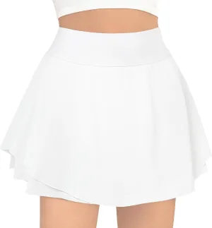 B&GCozy Girls Tennis Skirt, Double Ruffle Golf Running Yoga Workout Skorts with Pockets, Black 8-9 Years