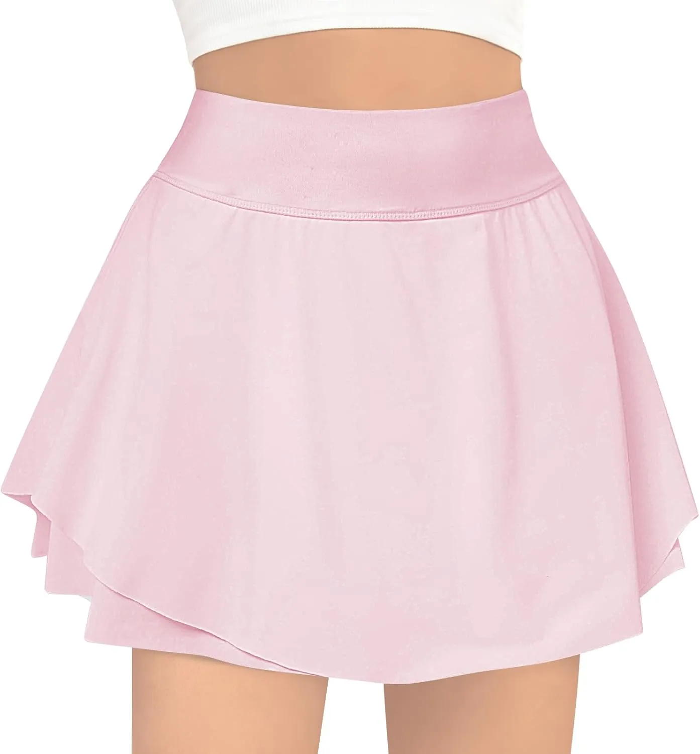 B&GCozy Girls Tennis Skirt, Double Ruffle Golf Running Yoga Workout Skorts with Pockets, Black 8-9 Years