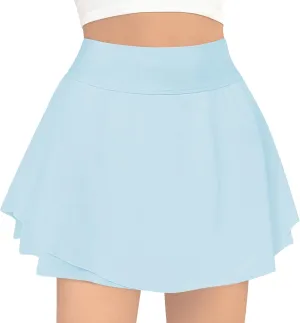 B&GCozy Girls Tennis Skirt, Double Ruffle Golf Running Yoga Workout Skorts with Pockets, Black 8-9 Years